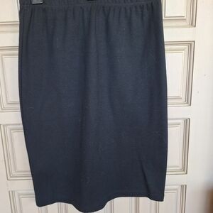 Liz Claiborne Skirt SzM Cotton Polyester Black Elastic Waist Knee Length